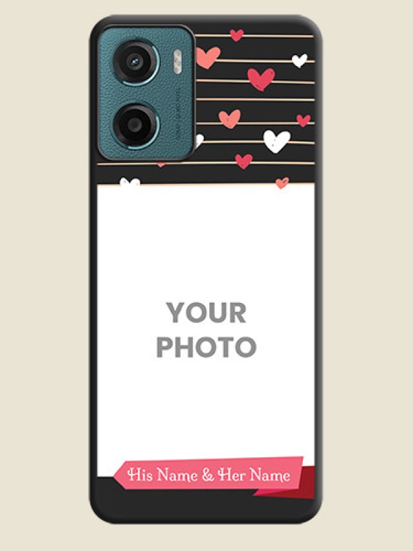 Custom Love Pattern with Name on Pink Ribbon on Photo On Space Black Custom Soft Matte Mobile Back Cover - Motorola E15 - alternate view
