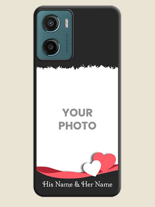 Custom Pin Color Love Shaped Ribbon Design with Text On Space Black Custom Soft Matte Mobile Back Cover - Motorola E15 - alternate view