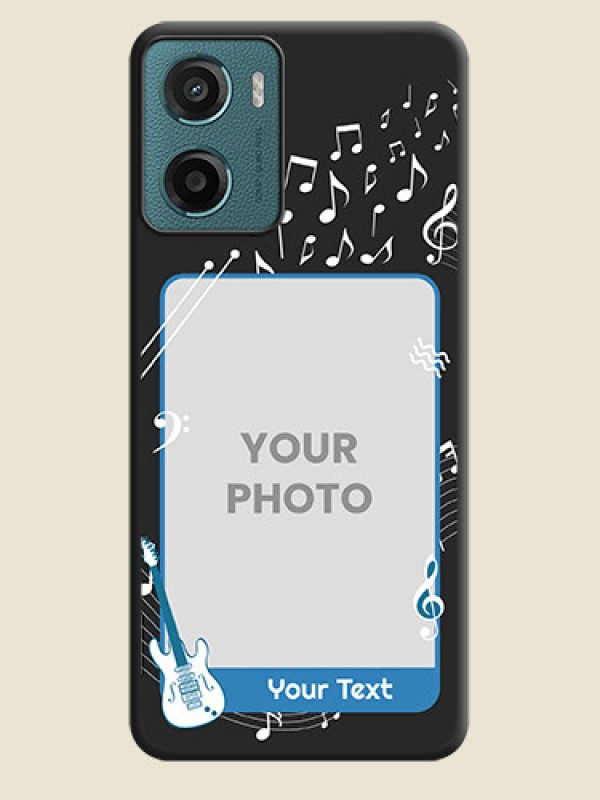 Custom Musical Theme Design with Text on Photo On Space Black Custom Soft Matte Mobile Back Cover - Motorola E15 - alternate view