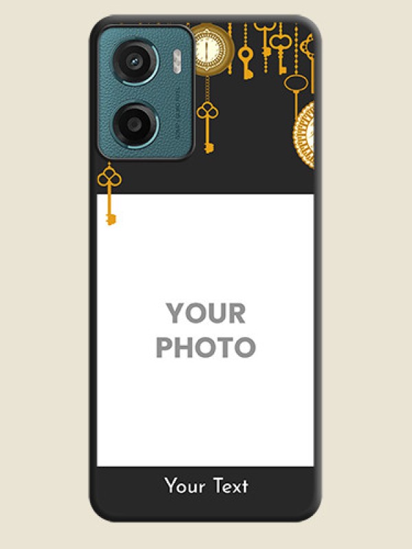 Custom Decorative Design with Text On Space Black Custom Soft Matte Mobile Back Cover - Motorola E15 - alternate view