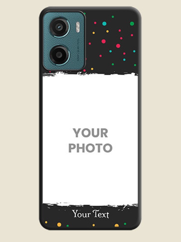 Custom Multicolor Dotted Pattern with Text On Space Black Custom Soft Matte Mobile Back Cover - Motorola E15 - alternate view
