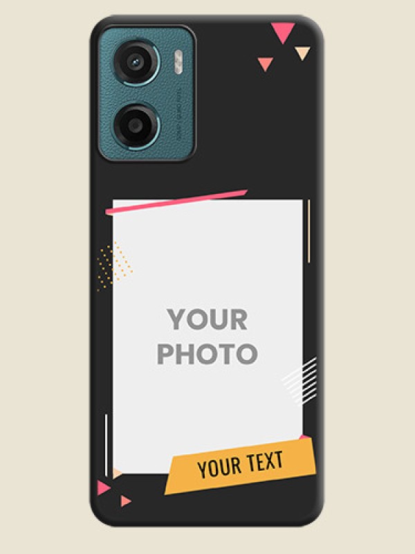 Custom Photo Frame with Triangle Small Dots on Photo On Space Black Custom Soft Matte Mobile Back Cover - Motorola E15 - alternate view