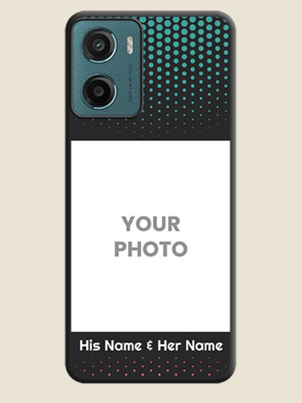 Custom Faded Dots with Grunge Photo Frame and Text On Space Black Custom Soft Matte Mobile Back Cover - Motorola E15 - alternate view