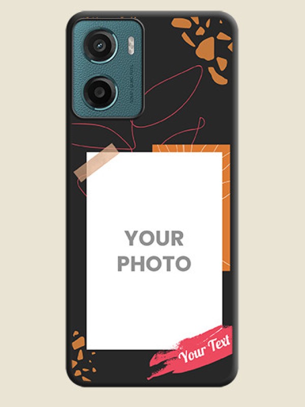 Custom Orange Photo Frame On Space Black Custom Soft Matte Mobile Back Cover - Motorola E15 - alternate view
