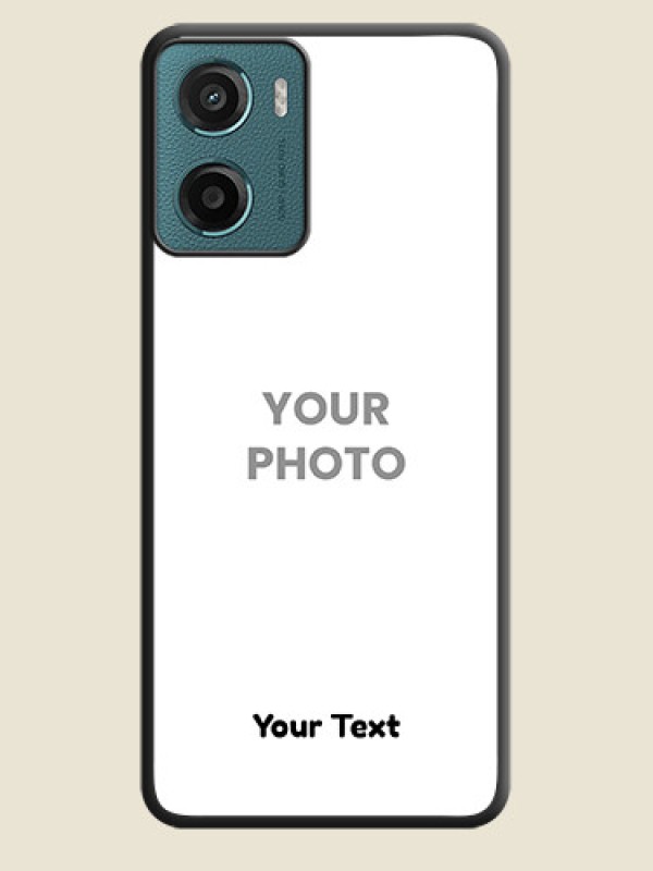 Custom Full Single Pic Upload With Text On Space Black Custom Soft Matte Mobile Back Cover - Motorola E15 - alternate view