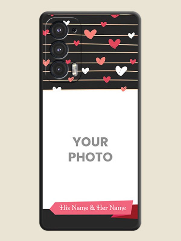Custom Love Pattern with Name on Pink Ribbon on Photo on Space Black Soft Matte Back Cover - Motorola Edge 20 5G - alternate view