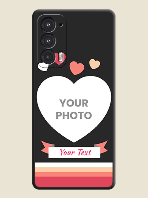 Custom Love Shaped Photo with Colorful Stripes on Personalised Space Black Soft Matte Cases - Motorola Edge 20 5G - alternate view