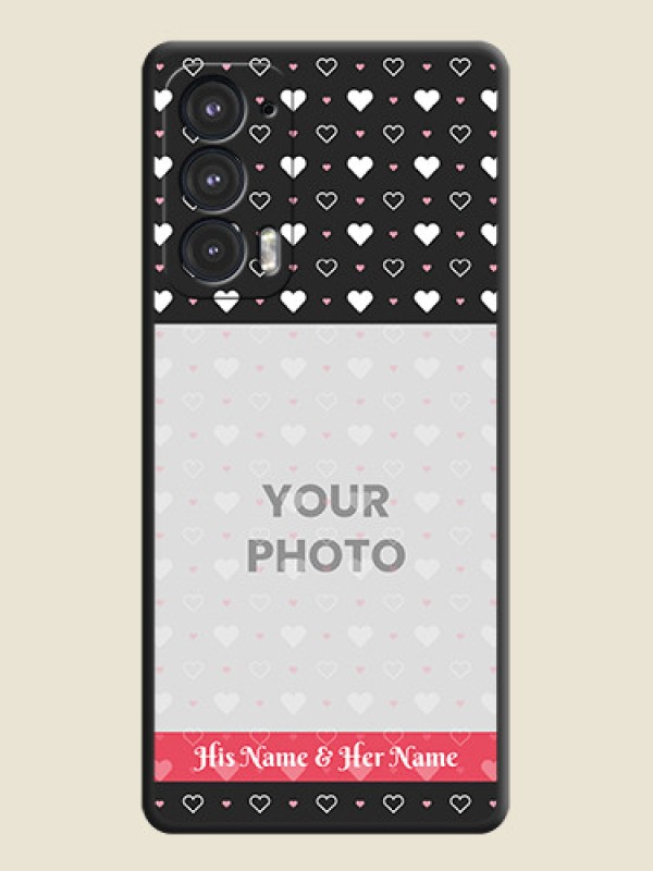 Custom White Color Love Symbols with Text Design on Photo on Space Black Soft Matte Phone Cover - Motorola Edge 20 5G - alternate view