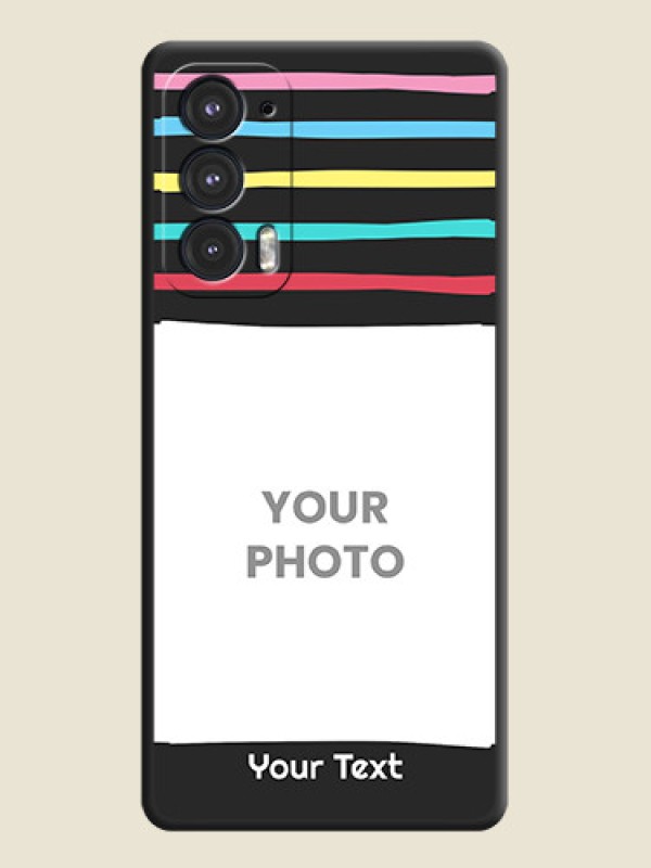 Custom Multicolor Lines with Image on Space Black Personalized Soft Matte Phone Covers - Motorola Edge 20 5G - alternate view