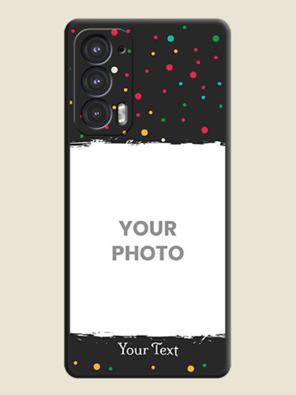 Custom Multicolor Dotted Pattern with Text on Space Black Custom Soft Matte Phone Back Cover - Motorola Edge 20 5G - alternate view
