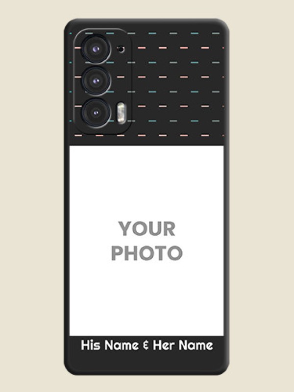 Custom Line Pattern Design with Text on Space Black Custom Soft Matte Phone Back Cover - Motorola Edge 20 5G - alternate view