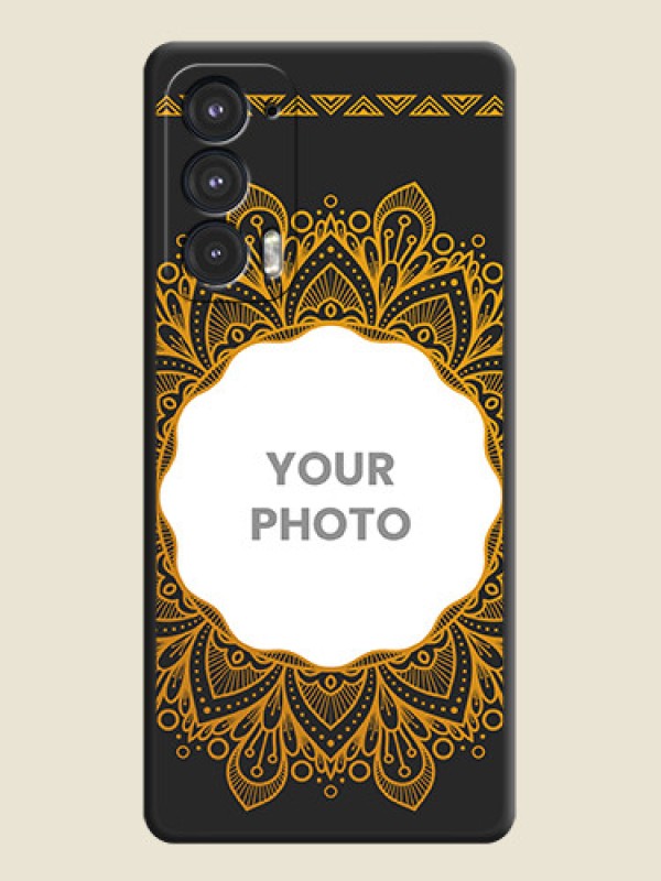 Custom Round Image with Floral Design on Photo on Space Black Soft Matte Mobile Cover - Motorola Edge 20 5G - alternate view