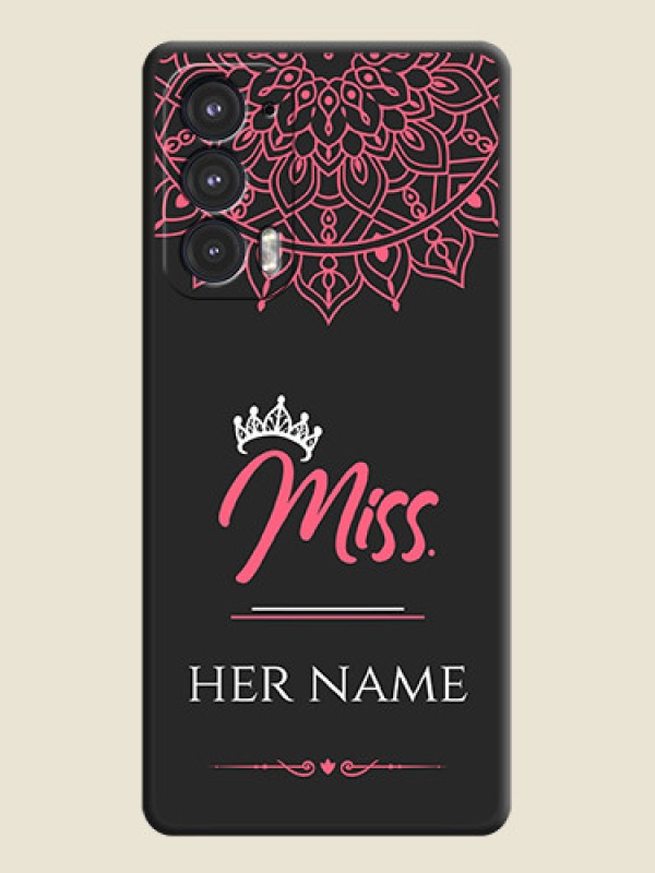Custom Mrs Name with Floral Design on Space Black Personalized Soft Matte Phone Covers - Motorola Edge 20 5G - alternate view