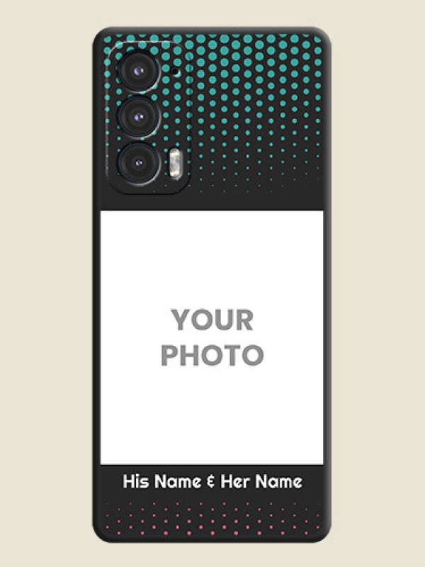 Custom Faded Dots with Grunge Photo Frame and Text on Space Black Custom Soft Matte Phone Cases - Motorola Edge 20 5G - alternate view