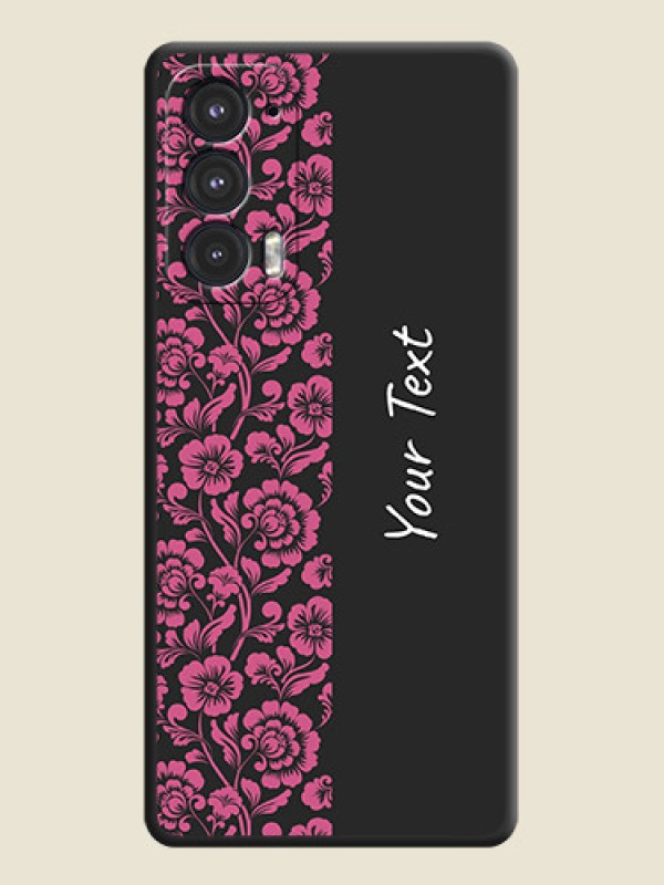 Custom Pink Floral Pattern Design With Custom Text On Space Black Personalized Soft Matte Phone Covers -Motorola Edge 20 - alternate view