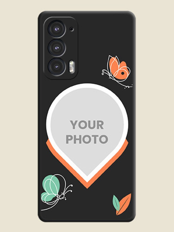 Custom Upload Pic With Simple Butterly Design On Space Black Personalized Soft Matte Phone Covers -Motorola Edge 20 - alternate view