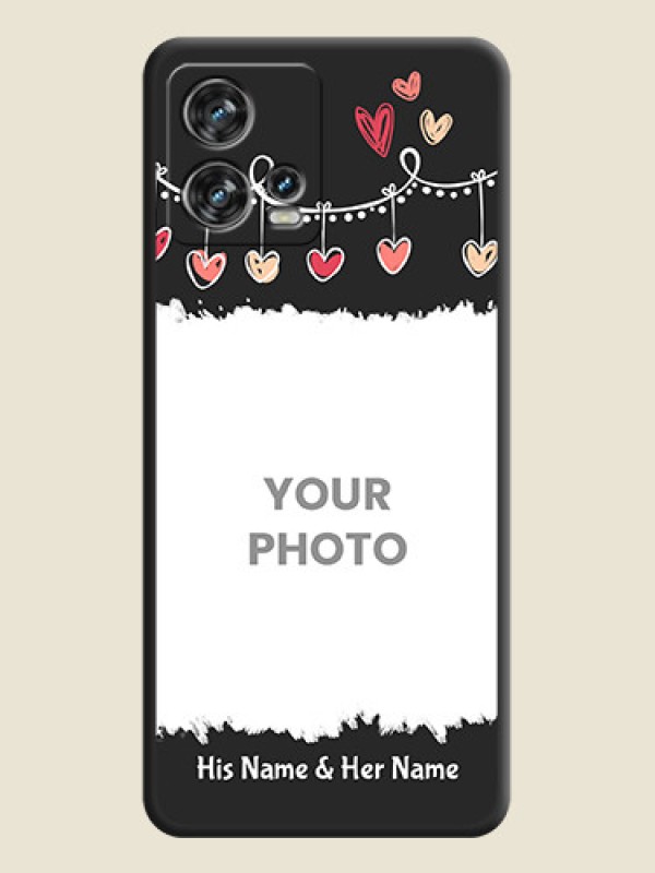 Custom Pink Love Hangings with Name on Space Black Custom Soft Matte Phone Cases - Motorola Edge 30 Fusion - alternate view