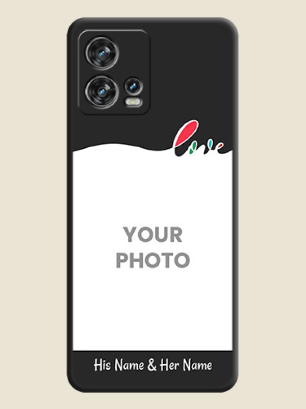 Custom Fall in Love Pattern with Picture on Photo on Space Black Soft Matte Mobile Case - Motorola Edge 30 Fusion - alternate view