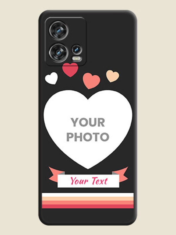 Custom Love Shaped Photo with Colorful Stripes on Personalised Space Black Soft Matte Cases - Motorola Edge 30 Fusion - alternate view