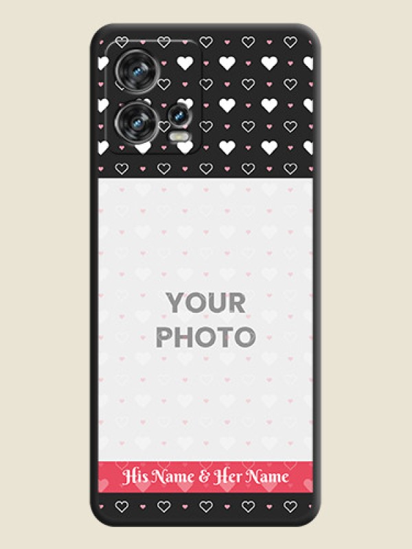Custom White Color Love Symbols with Text Design on Photo on Space Black Soft Matte Phone Cover - Motorola Edge 30 Fusion - alternate view