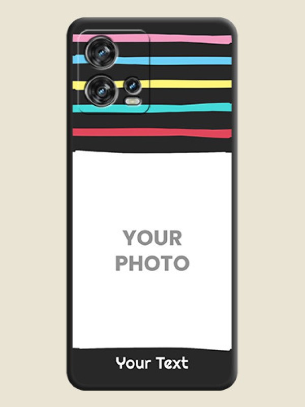 Custom Multicolor Lines with Image on Space Black Personalized Soft Matte Phone Covers - Motorola Edge 30 Fusion - alternate view