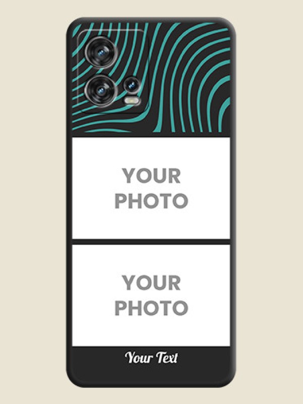 Custom Wave Pattern with 2 Image Holder on Space Black Personalized Soft Matte Phone Covers - Motorola Edge 30 Fusion - alternate view