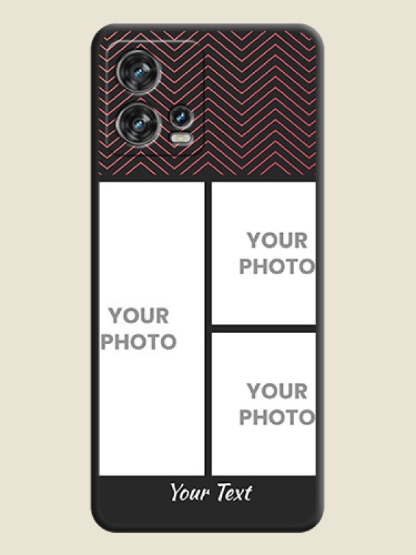 Custom Wave Pattern with 3 Image Holder on Space Black Custom Soft Matte Back Cover - Motorola Edge 30 Fusion - alternate view