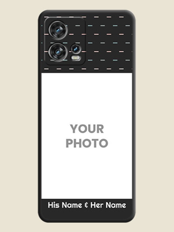 Custom Line Pattern Design with Text on Space Black Custom Soft Matte Phone Back Cover - Motorola Edge 30 Fusion - alternate view