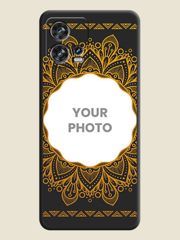 Custom Round Image with Floral Design on Photo on Space Black Soft Matte Mobile Cover - Motorola Edge 30 Fusion - alternate view