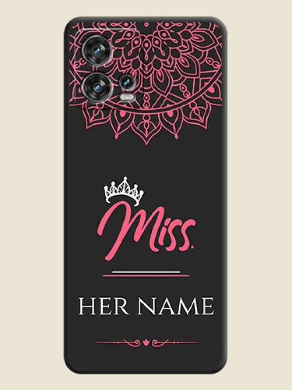 Custom Mrs Name with Floral Design on Space Black Personalized Soft Matte Phone Covers - Motorola Edge 30 Fusion - alternate view
