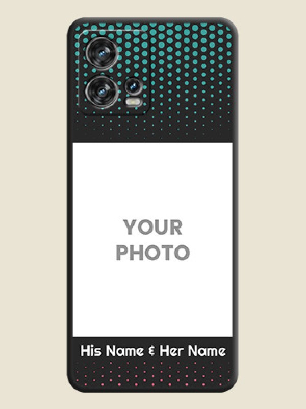 Custom Faded Dots with Grunge Photo Frame and Text on Space Black Custom Soft Matte Phone Cases - Motorola Edge 30 Fusion - alternate view