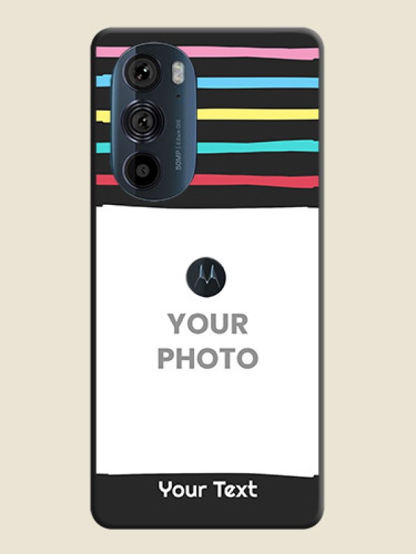 Custom Multicolor Lines with Image on Space Black Personalized Soft Matte Phone Covers - Edge 30 Pro - alternate view