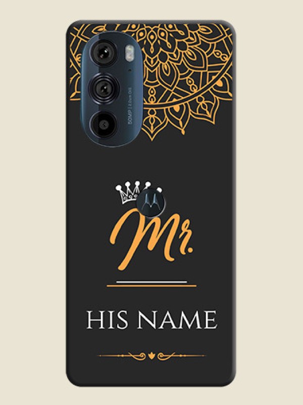 Custom Mr Name with Floral Design  on Personalised Space Black Soft Matte Cases - Edge 30 Pro - alternate view