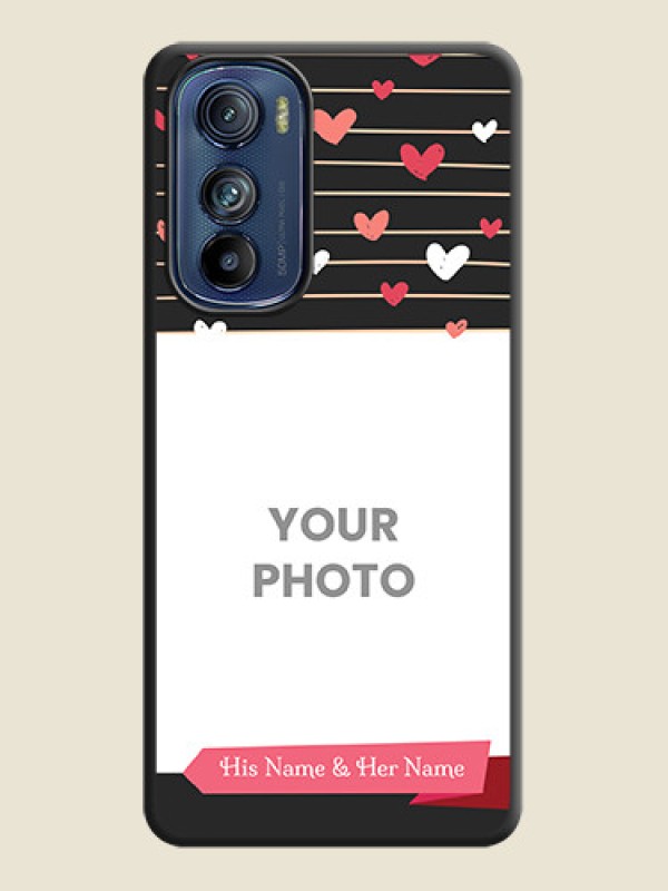 Custom Love Pattern with Name on Pink Ribbon  on Photo on Space Black Soft Matte Back Cover - Motorola Edge 30 - alternate view
