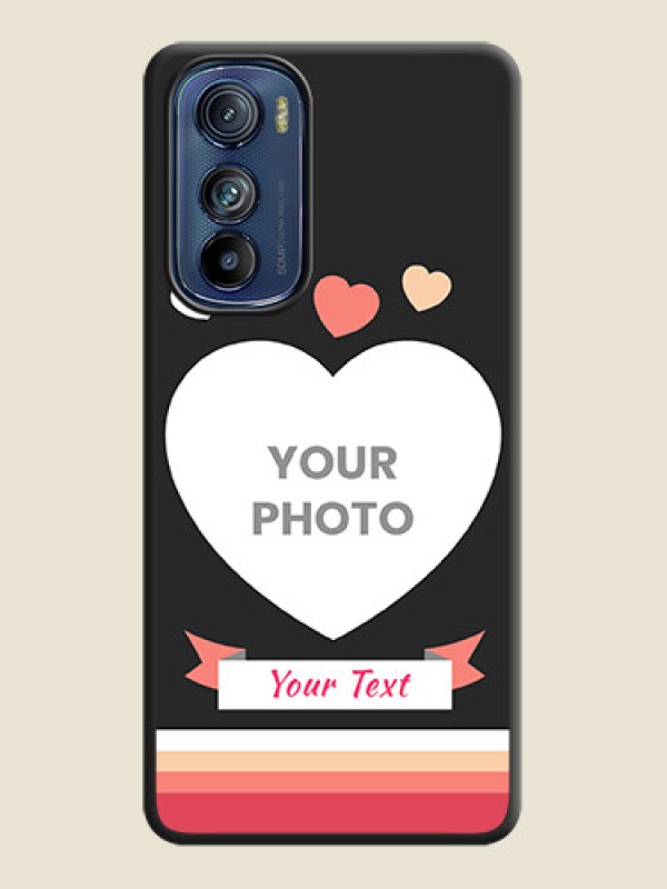 Custom Love Shaped Photo with Colorful Stripes on Personalised Space Black Soft Matte Cases - Motorola Edge 30 - alternate view