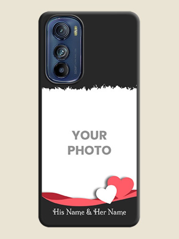 Custom Pin Color Love Shaped Ribbon Design with Text on Space Black Custom Soft Matte Phone Back Cover - Motorola Edge 30 - alternate view
