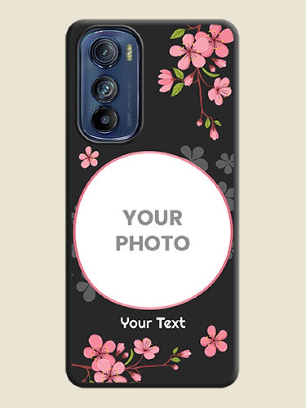 Custom Round Image with Pink Color Floral Design on Photo on Space Black Soft Matte Back Cover - Motorola Edge 30 - alternate view
