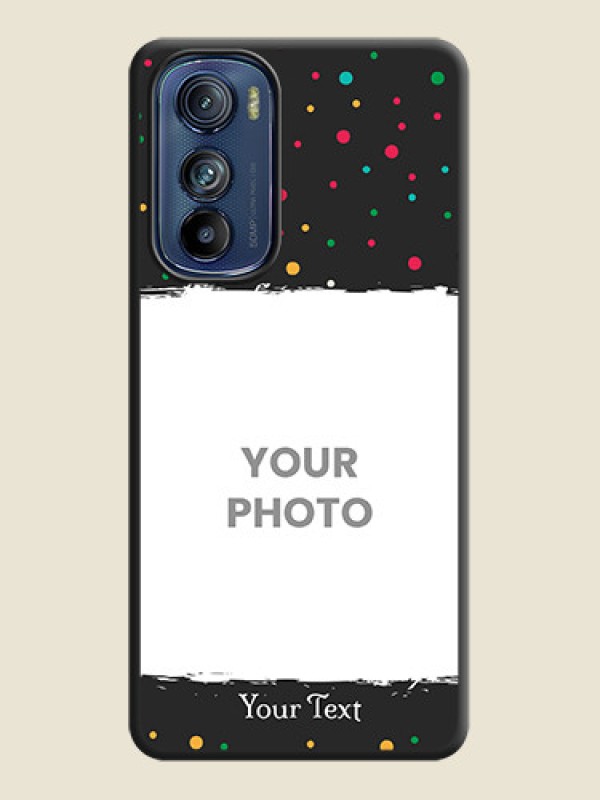 Custom Multicolor Dotted Pattern with Text on Space Black Custom Soft Matte Phone Back Cover - Motorola Edge 30 - alternate view