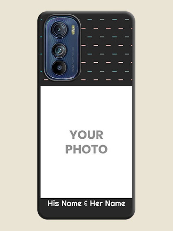 Custom Line Pattern Design with Text on Space Black Custom Soft Matte Phone Back Cover - Motorola Edge 30 - alternate view