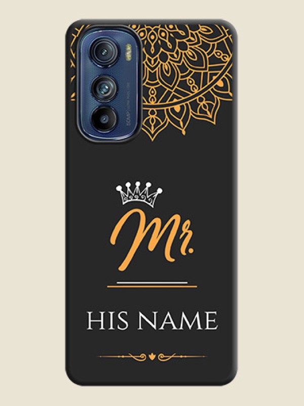 Custom Mr Name with Floral Design  on Personalised Space Black Soft Matte Cases - Motorola Edge 30 - alternate view