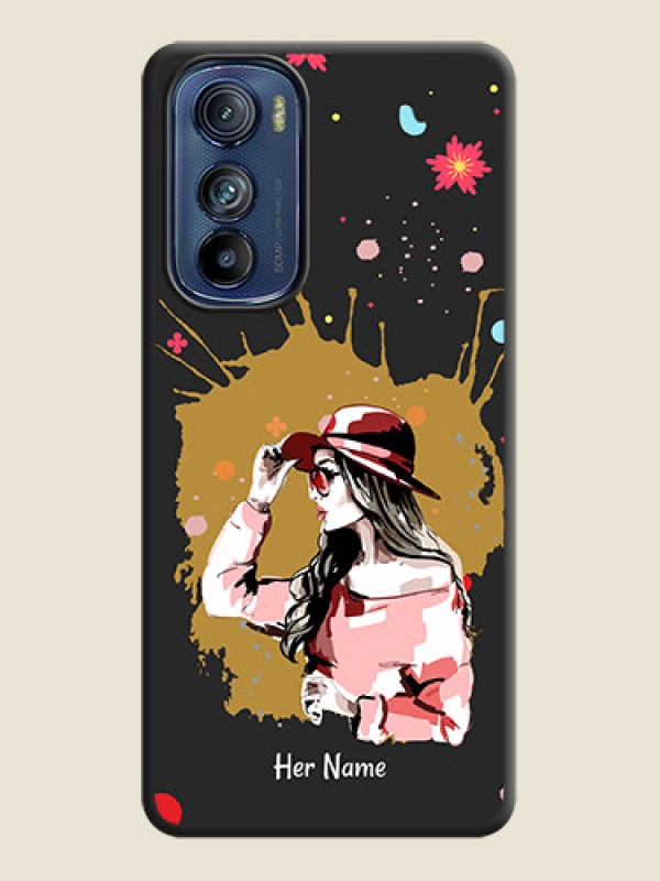 Custom Mordern Lady With Color Splash Background With Custom Text On Space Black Personalized Soft Matte Phone Covers -Motorola Edge 30 - alternate view