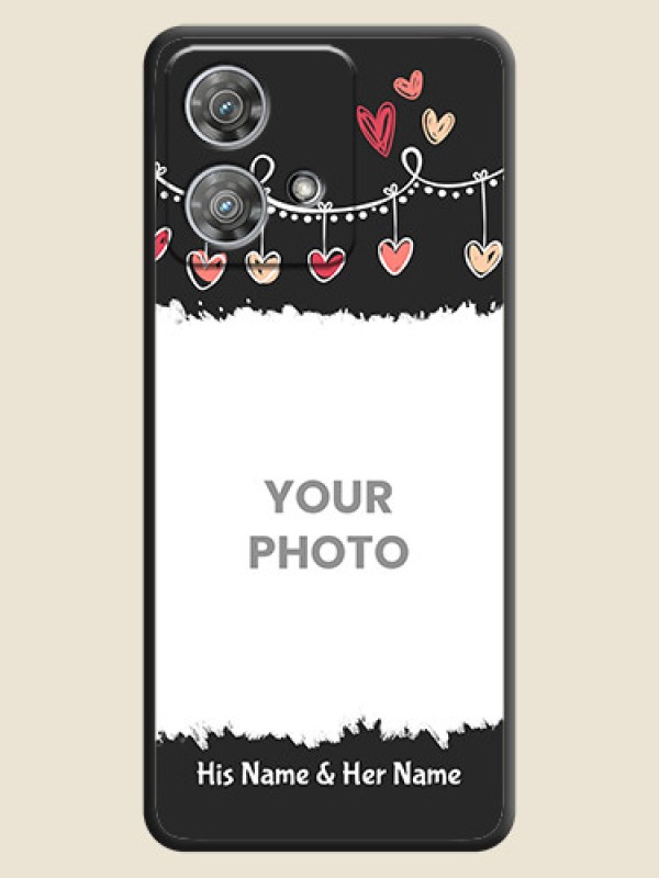 Custom Pink Love Hangings with Name On Space Black Custom Soft Matte Mobile Back Cover - Motorola Edge 40 Neo - alternate view