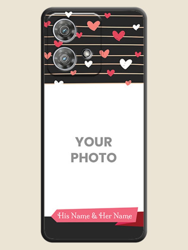 Custom Love Pattern with Name on Pink Ribbon  on Photo On Space Black Custom Soft Matte Mobile Back Cover - Motorola Edge 40 Neo - alternate view
