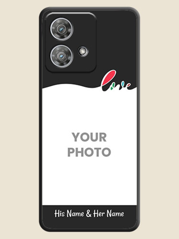 Custom Fall in Love Pattern with Picture on Photo On Space Black Custom Soft Matte Mobile Back Cover - Motorola Edge 40 Neo - alternate view