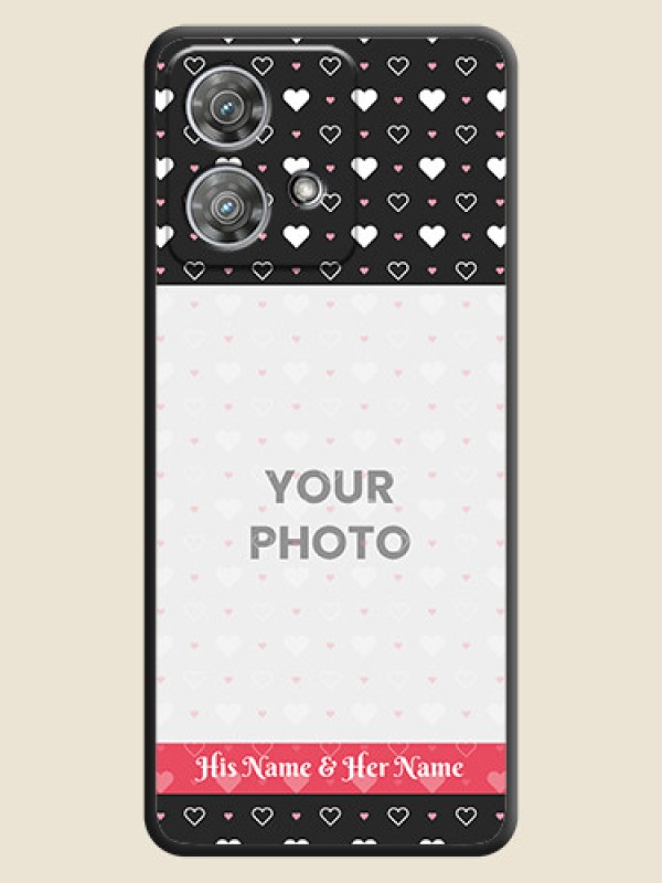 Custom White Color Love Symbols with Text Design on Photo On Space Black Custom Soft Matte Mobile Back Cover - Motorola Edge 40 Neo - alternate view