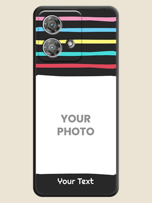 Custom Multicolor Lines with Image On Space Black Custom Soft Matte Mobile Back Cover - Motorola Edge 40 Neo - alternate view