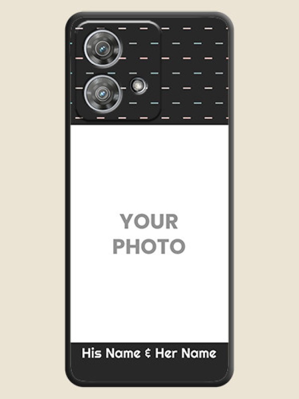 Custom Line Pattern Design with Text On Space Black Custom Soft Matte Mobile Back Cover - Motorola Edge 40 Neo - alternate view