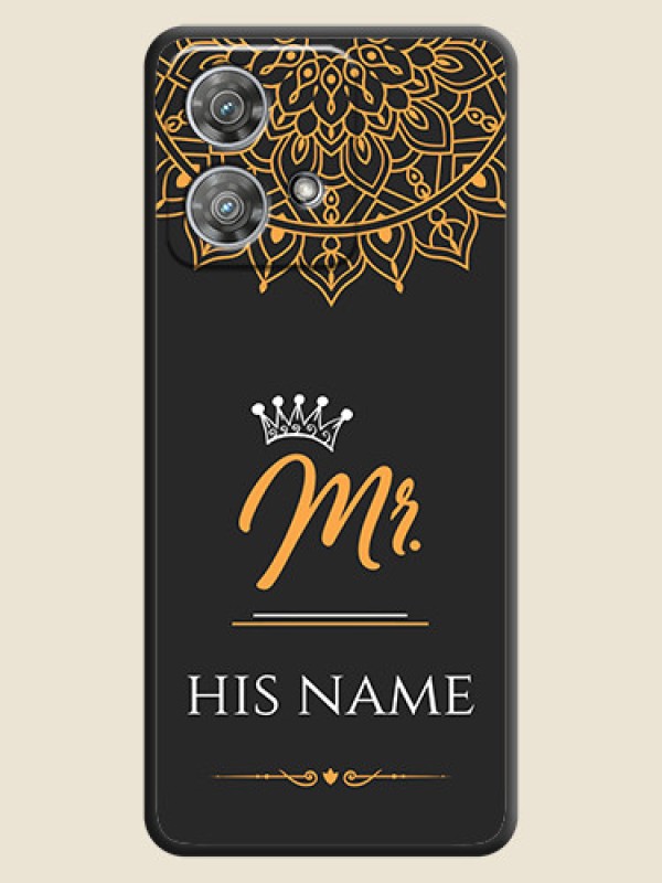 Custom Mr Name with Floral Design On Space Black Custom Soft Matte Mobile Back Cover - Motorola Edge 40 Neo - alternate view