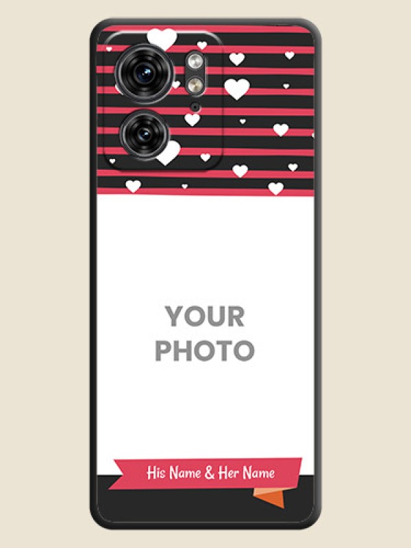 Custom White Color Love Symbols with Pink Lines Pattern on Space Black Custom Soft Matte Phone Cases - Edge 40 - alternate view
