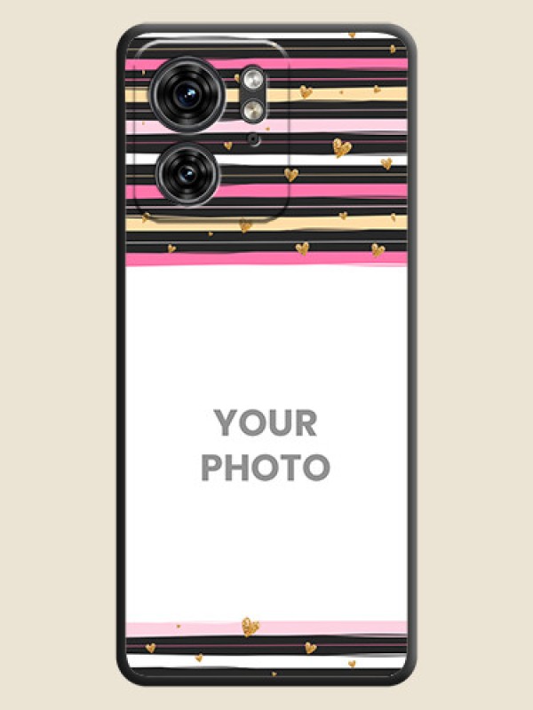 Custom Multicolor Lines and Golden Love Symbols Design - Photo on Space Black Soft Matte Mobile Cover - Edge 40 - alternate view